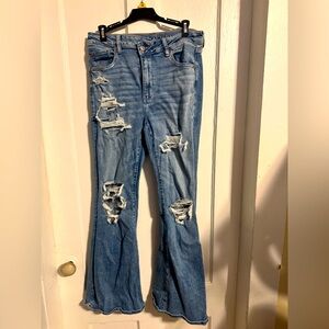 American Eagle V Rise super high rise flares 12 regular